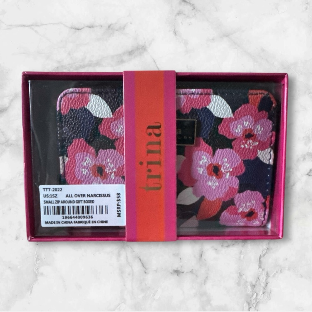 Trina All Over Narcissus  Small Zip Around Floral Wallet NIB